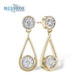 14K Gold Bezel Stud Drop Diamond Earrings - 0.25 ctw